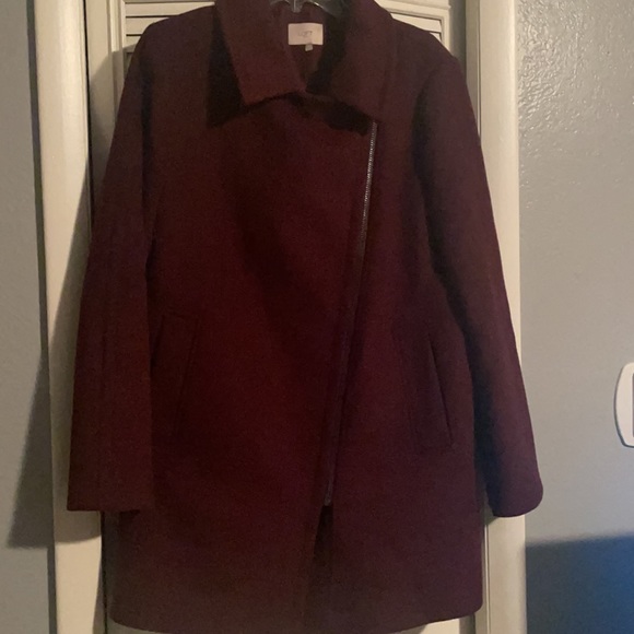 Loft Burgundy Dress Peacoat - Picture 7 of 7